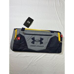 Under Armour Duffle Bag Gray Navy Yellow UA Storm Water Repellent Gym OSFM 40L
